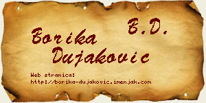 Borika Dujaković vizit kartica